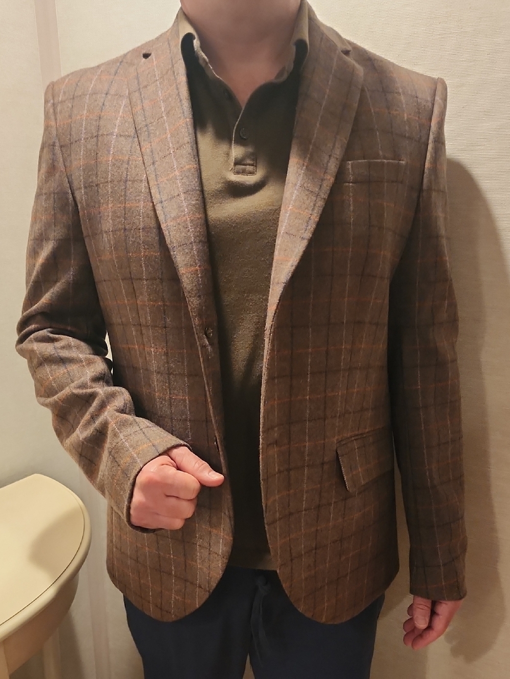 Brown Windowpane Wool Sport Coat - Tailored Men's Blazer